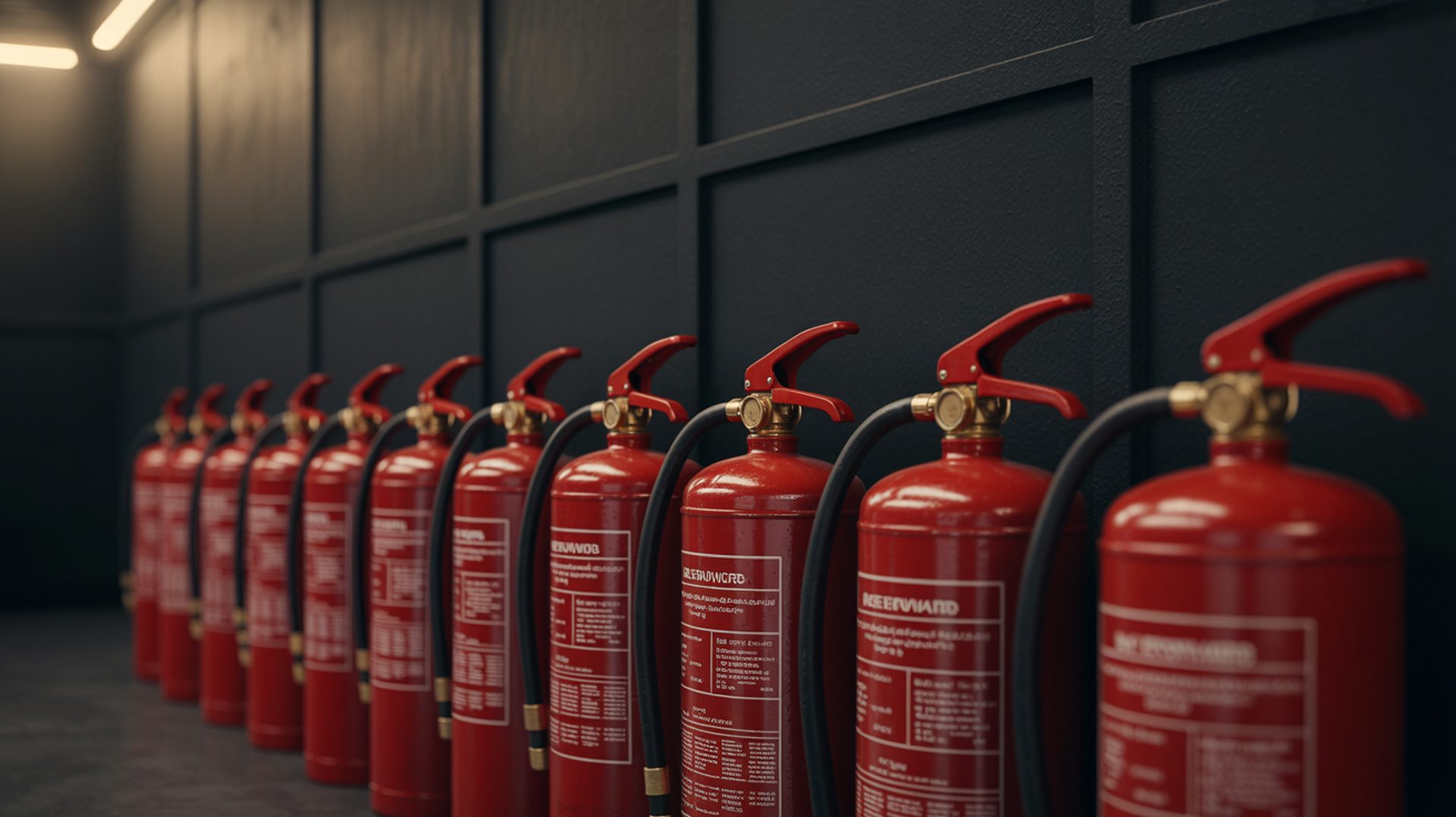Extintores de incêndio alinhados
